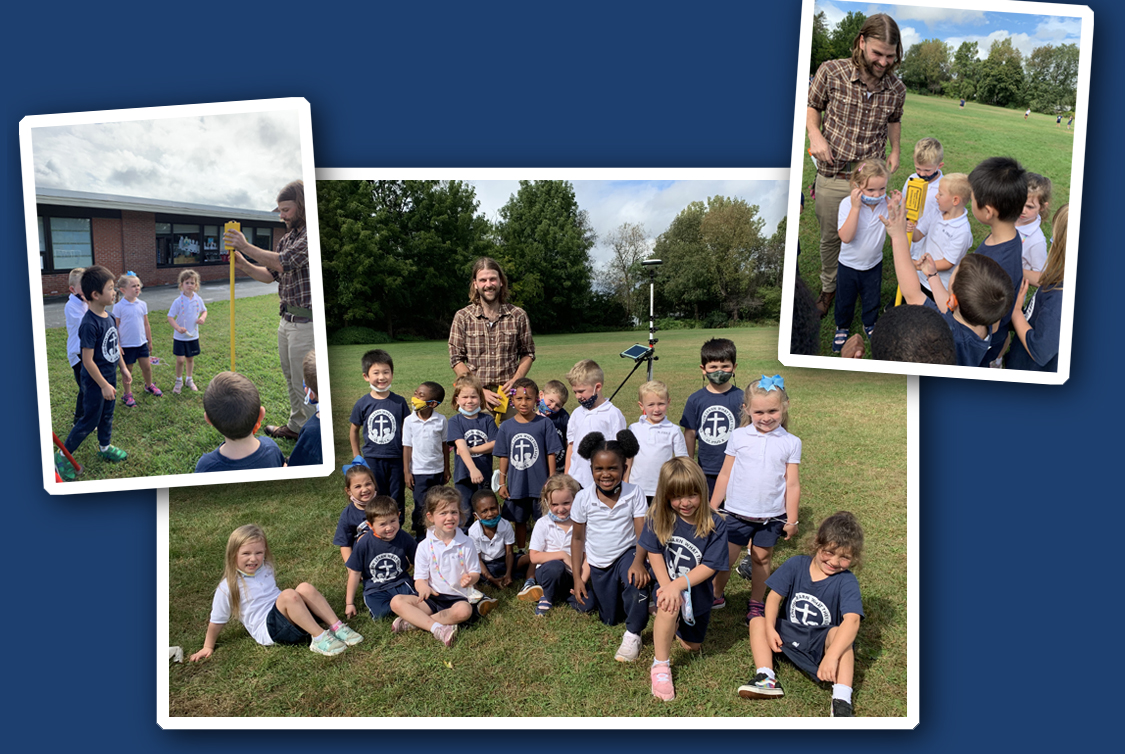 Our Survey Team with a Curious Kindergarten Class