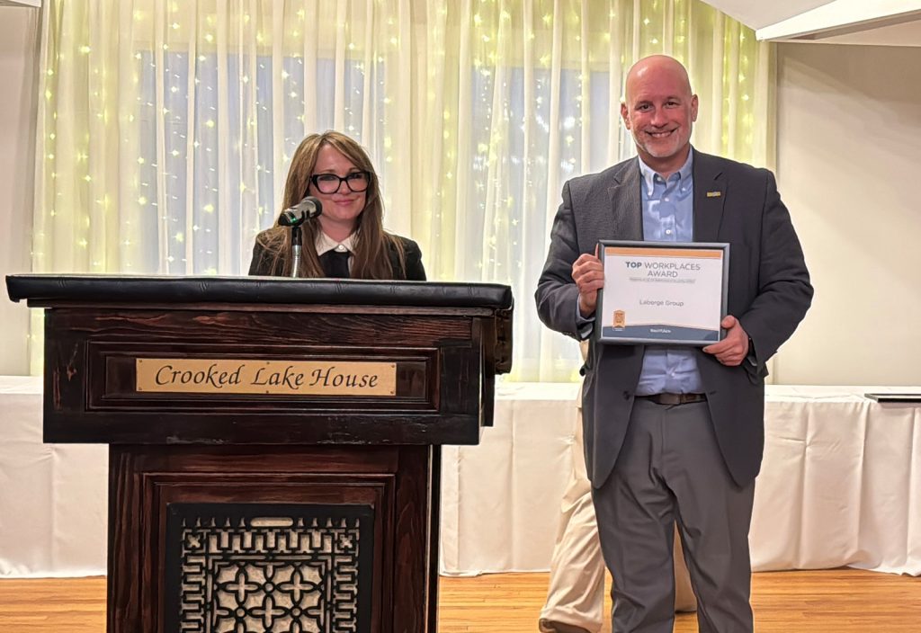 Laberge Group Vice President accepts the Times Union 2025 Top Workplace award