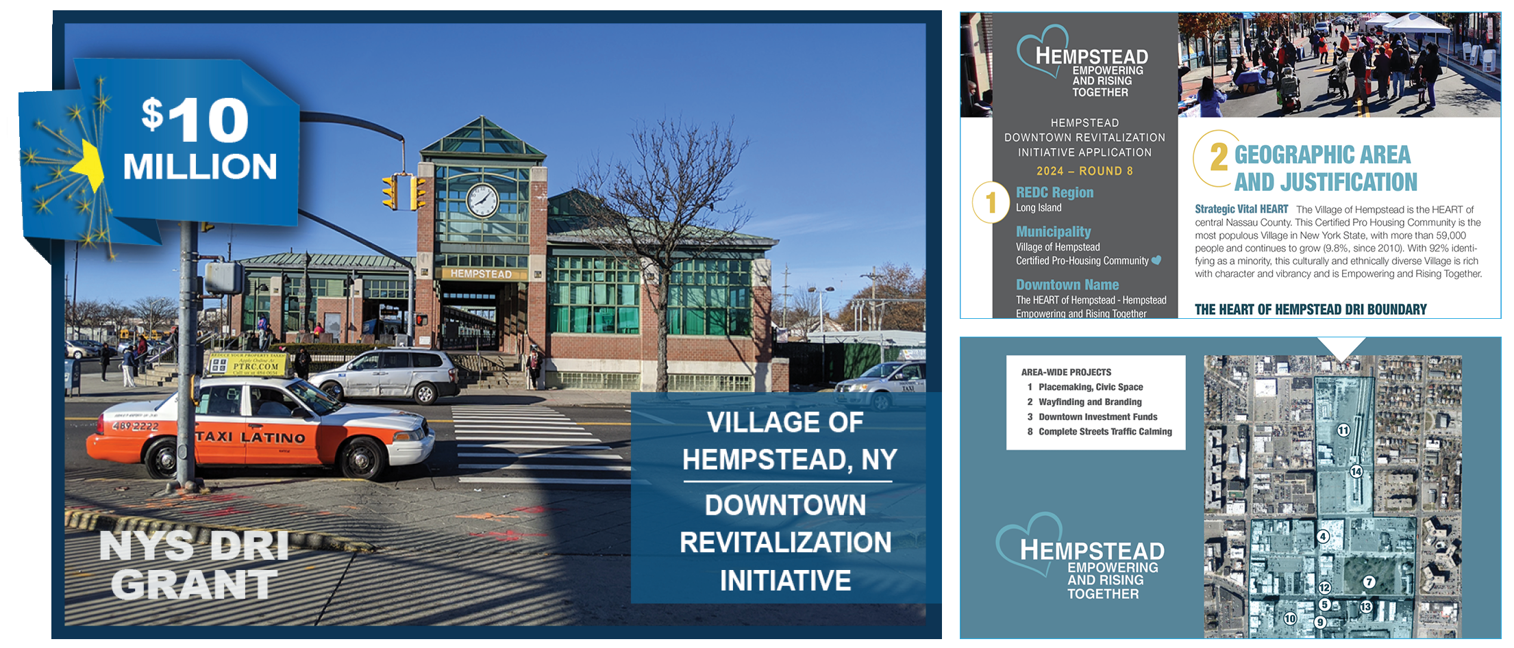 Hempstead NY DRI Grant win graphic with pages