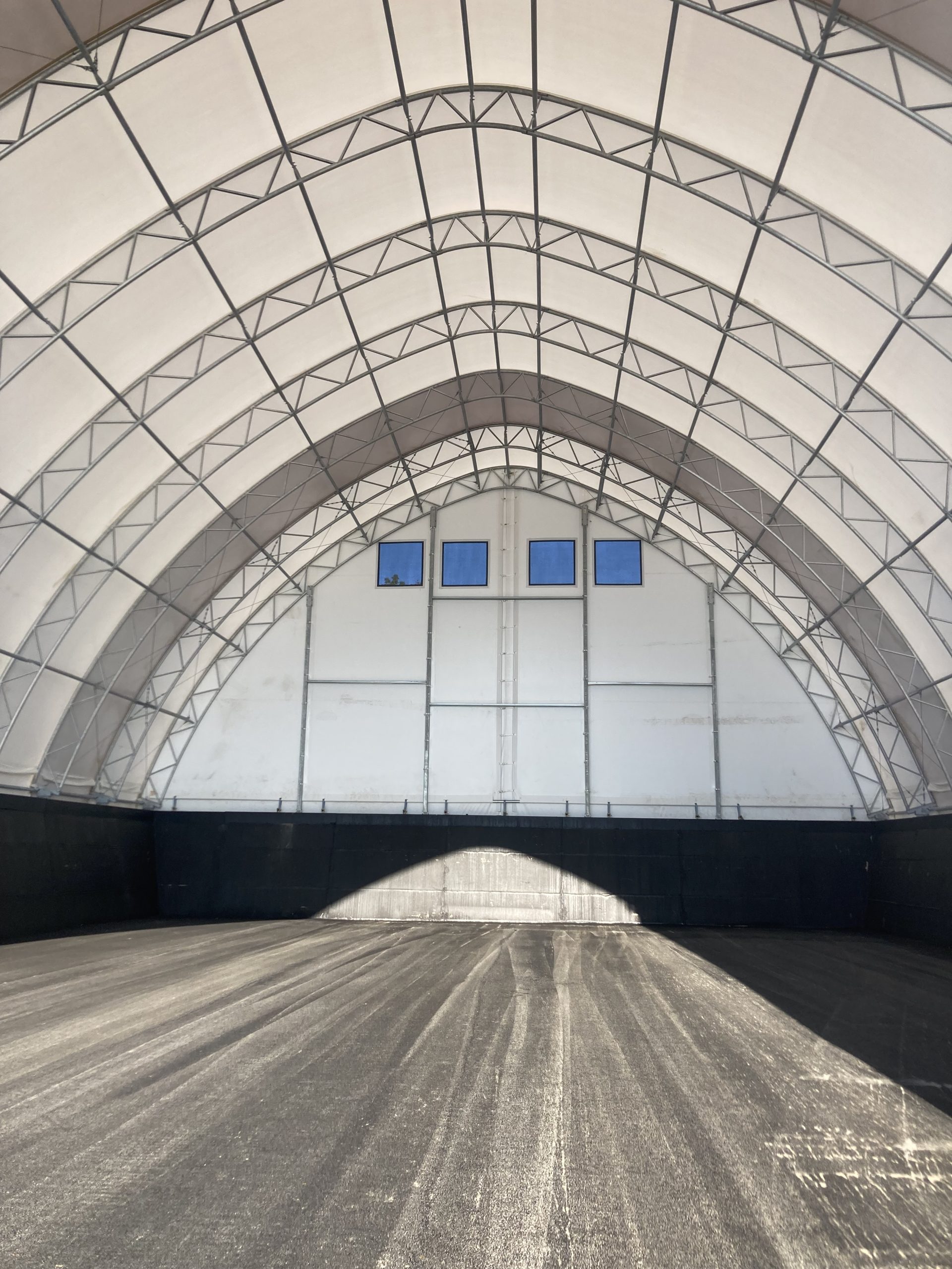 Newly constructed municipal salt and sand shed